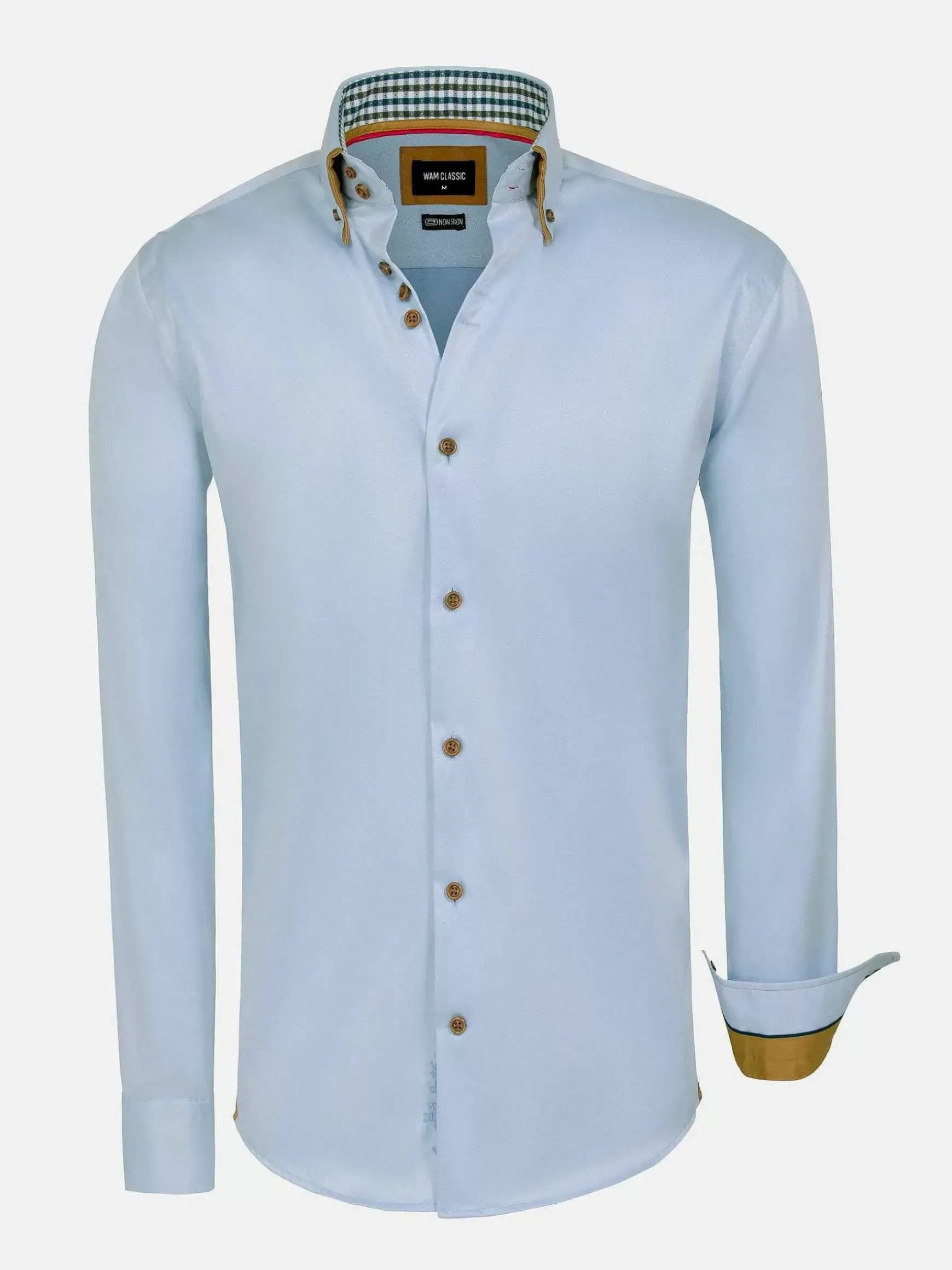 Romney Solid Light Blue Overhemd Lange Mouw