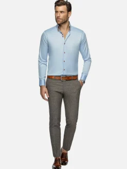 Romney Solid Light Blue Overhemd Lange Mouw