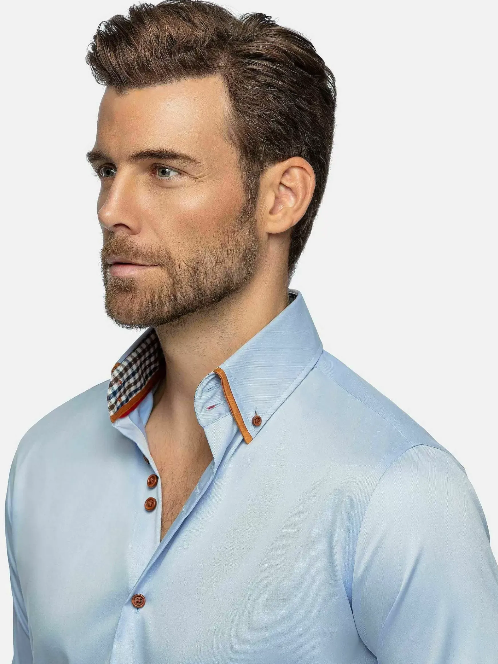 Romney Solid Light Blue Overhemd Lange Mouw