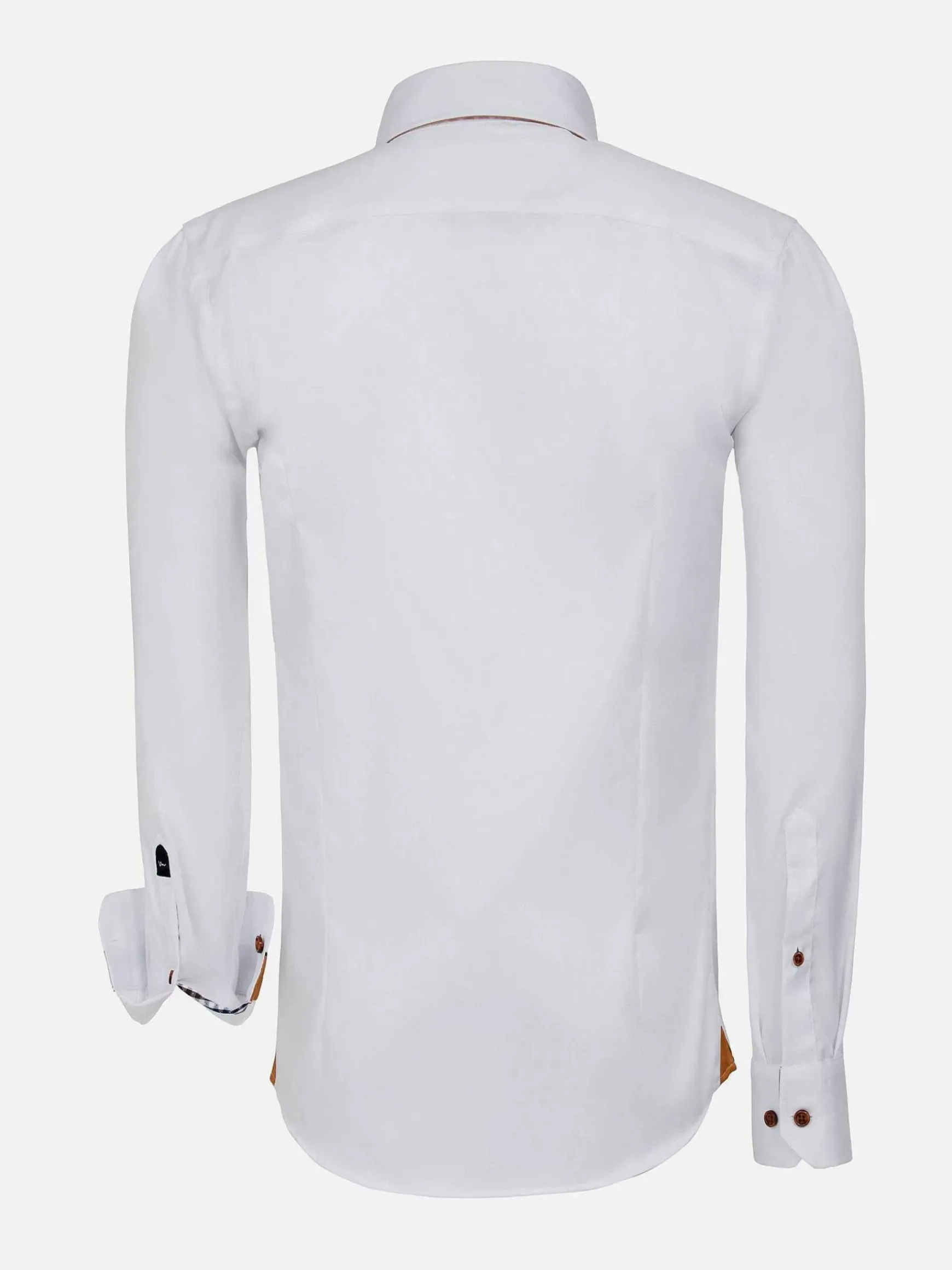 Romney Solid White Overhemd Lange Mouw