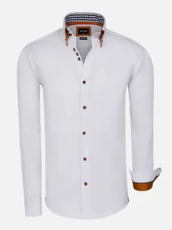 Romney Solid White Overhemd Lange Mouw