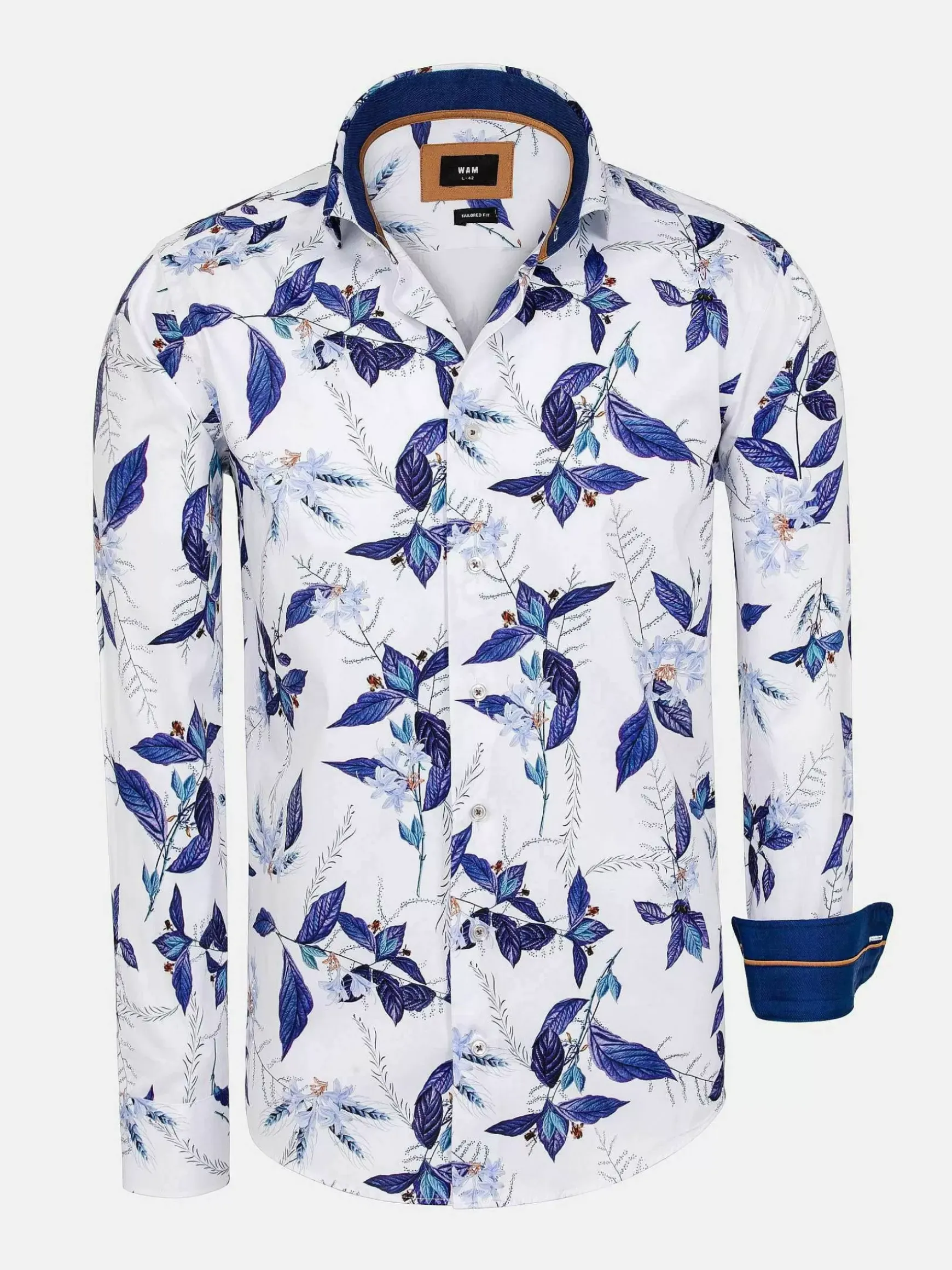 Santorini White Floral Print Overhemd Lange Mouw