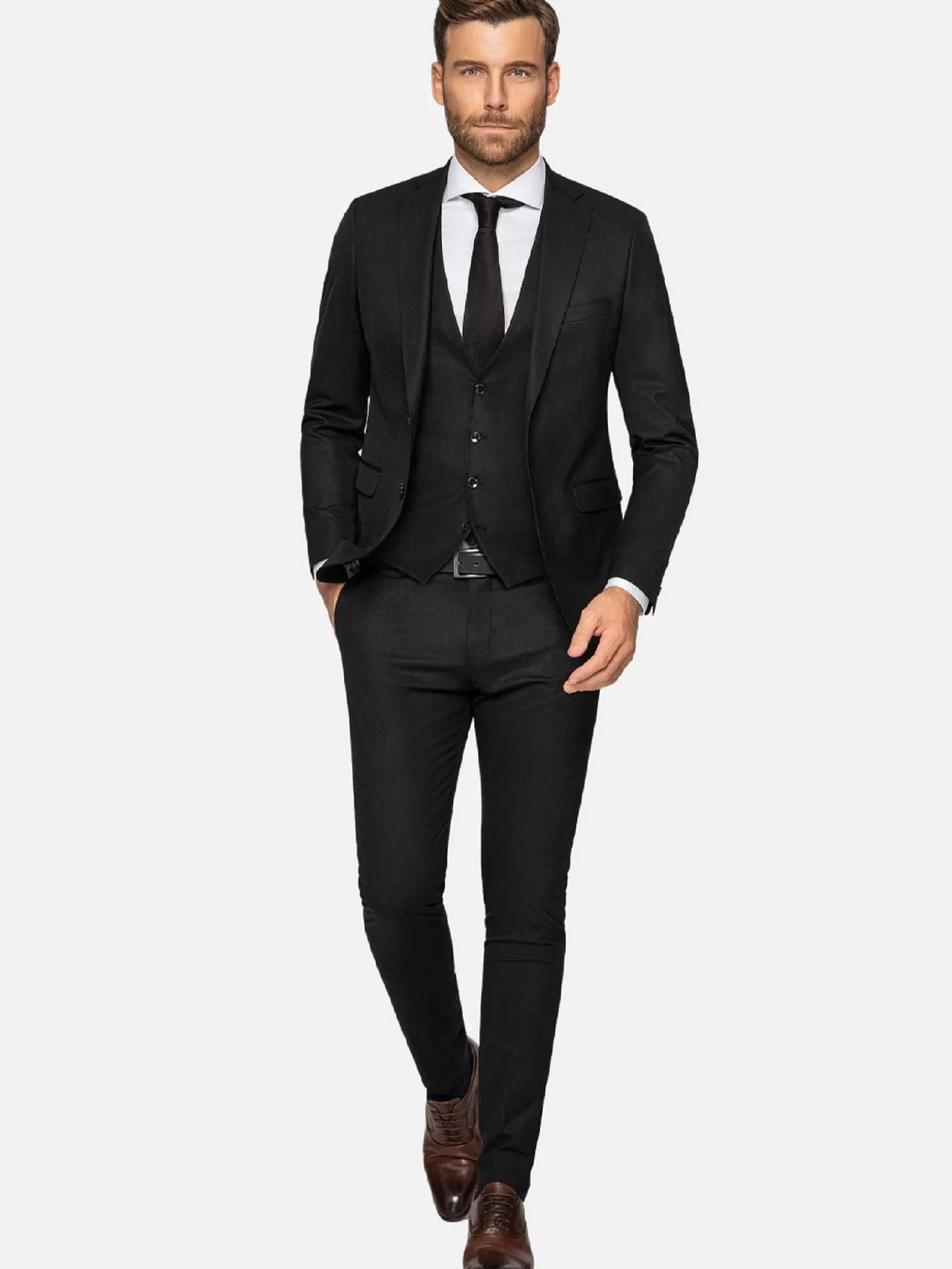 Scottsville Slim Fit Black Suit Gilet
