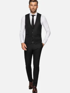 Scottsville Slim Fit Black Suit Gilet