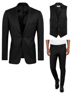 Scottsville Slim Fit Black Suit Gilet