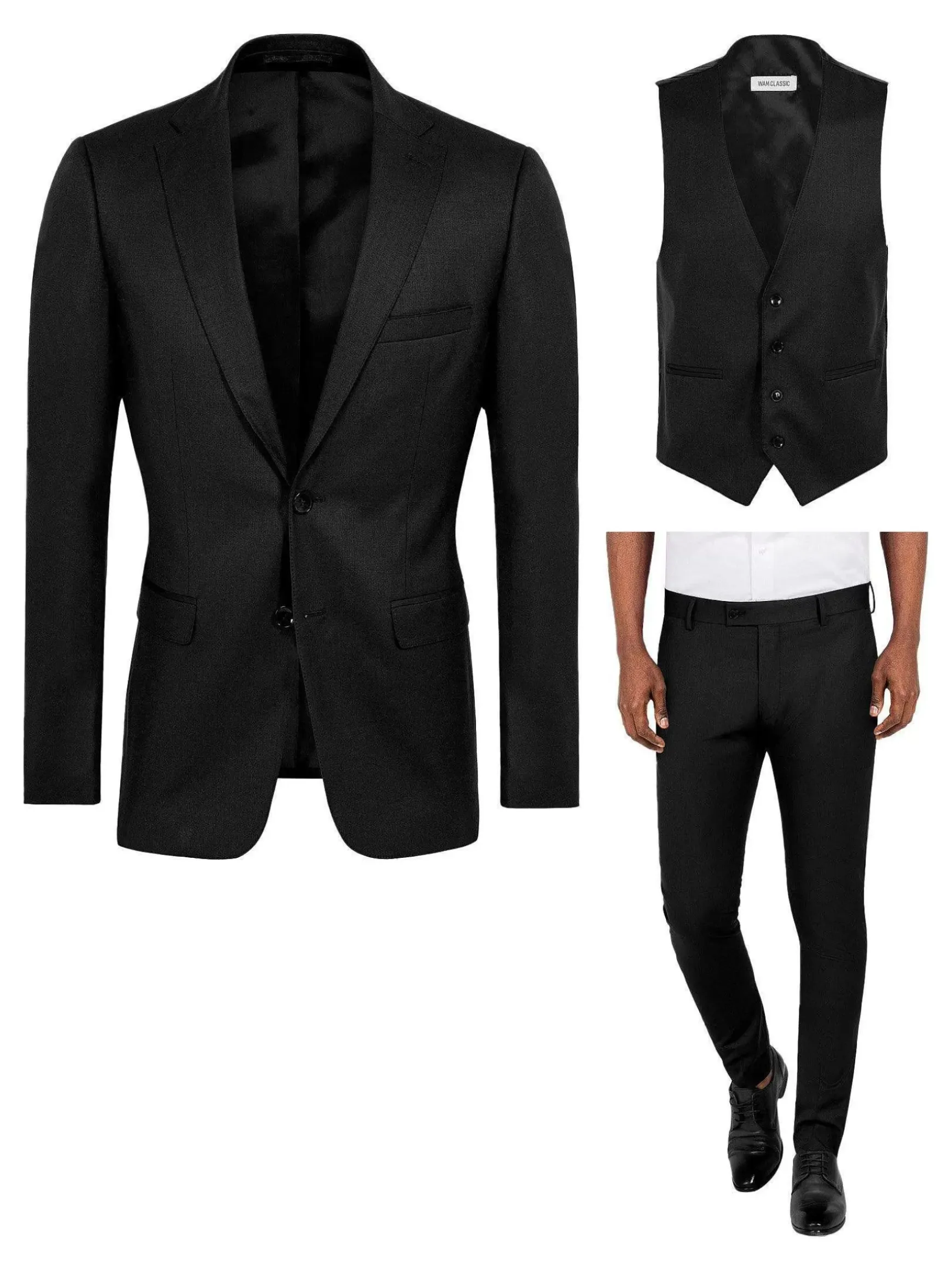 Scottsville Slim Fit Black Suit Gilet