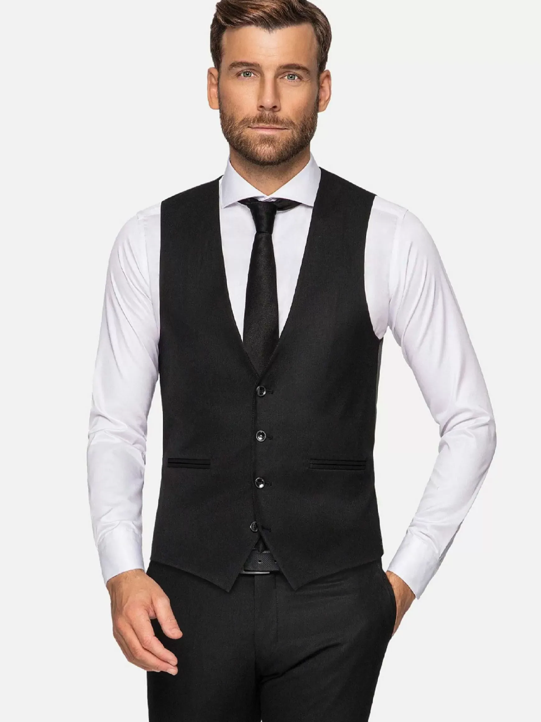 Scottsville Slim Fit Black Suit Gilet