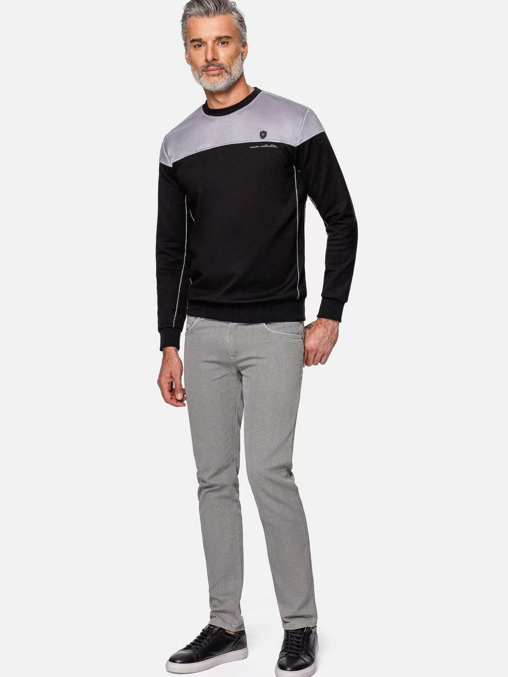 Sedona Round-Neck Grey Black Sweater