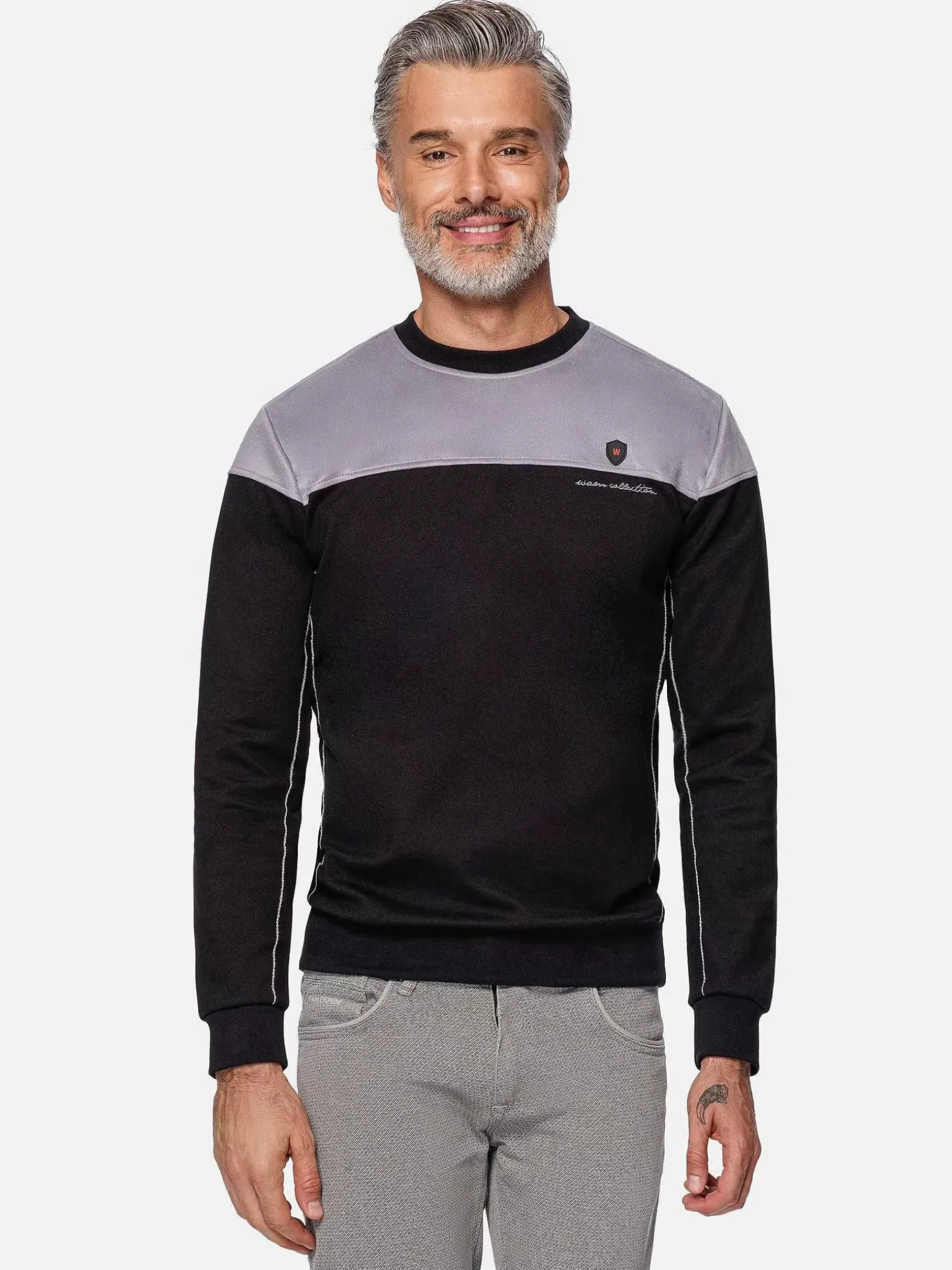 Sedona Round-Neck Grey Black Sweater