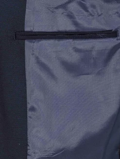 Single Breasted Textured Navy Colbert