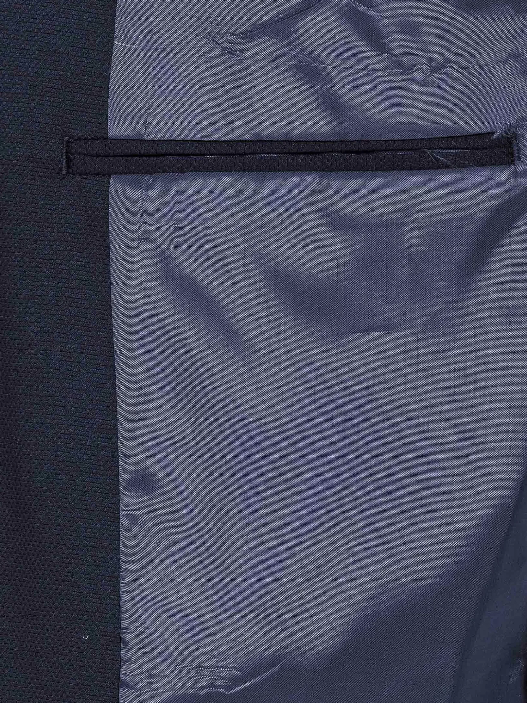 Single Breasted Textured Navy Colbert