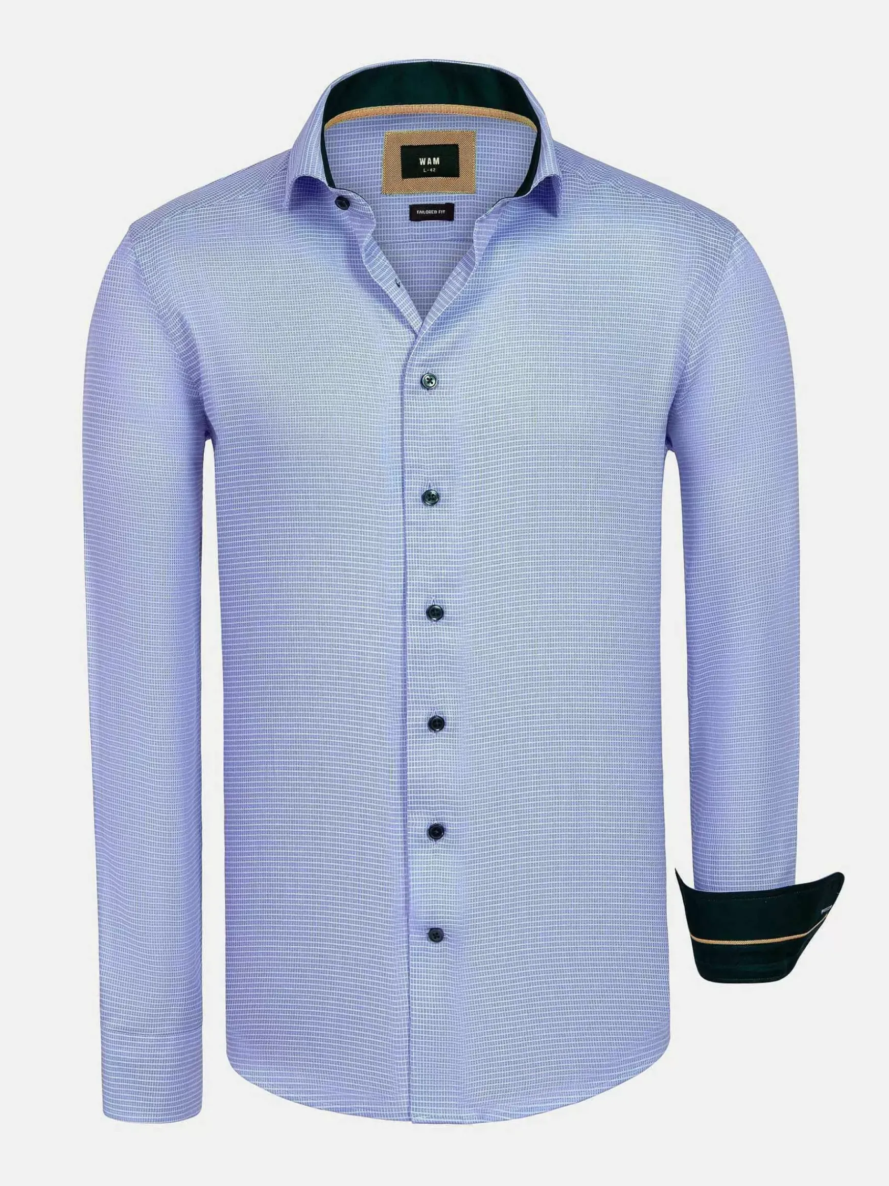 Sky Lake Blue Micro Patterned Long Sleeve Shirt