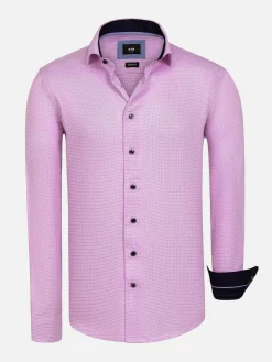 Sky Lake Pink Micro Patterned Overhemd Lange Mouw