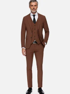 Slim Fit Brown Textured Colbert