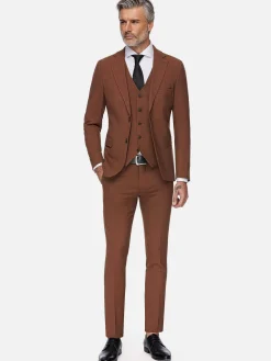 Slim Fit Brown Textured Colbert