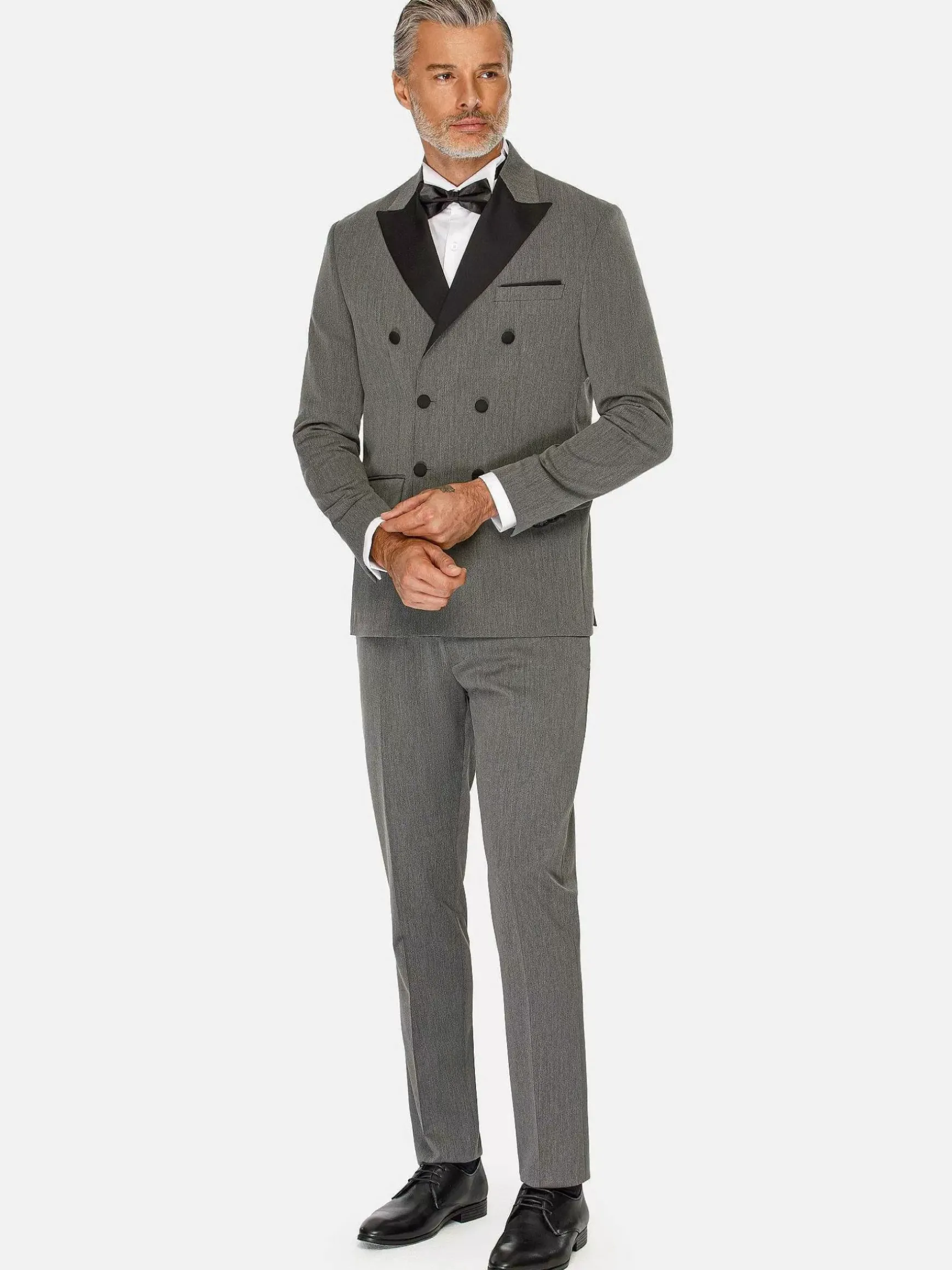 Slim Fit Double Breasted Grey Colbert