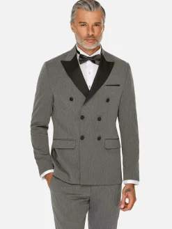 Slim Fit Double Breasted Grey Colbert