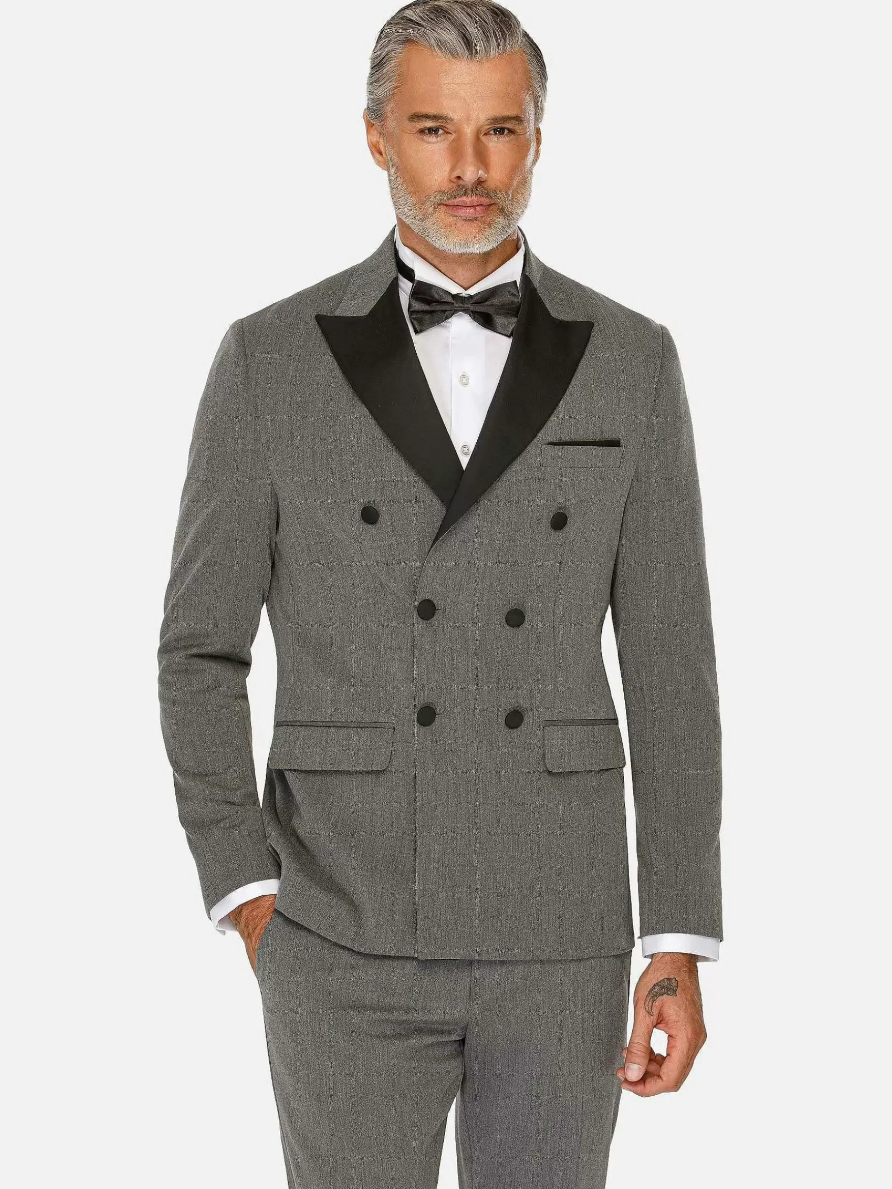 Slim Fit Double Breasted Grey Colbert