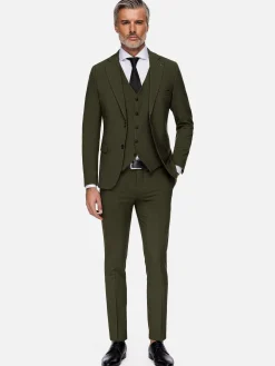 Slim Fit Khaki Textured Colbert