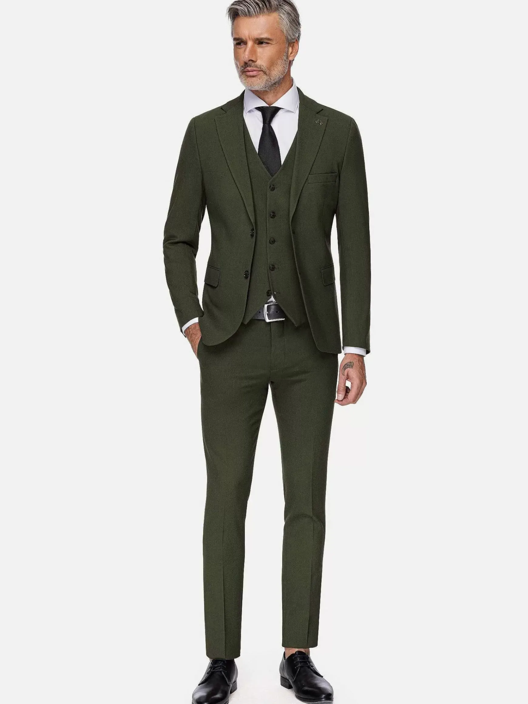 Slim Fit Khaki Textured Colbert