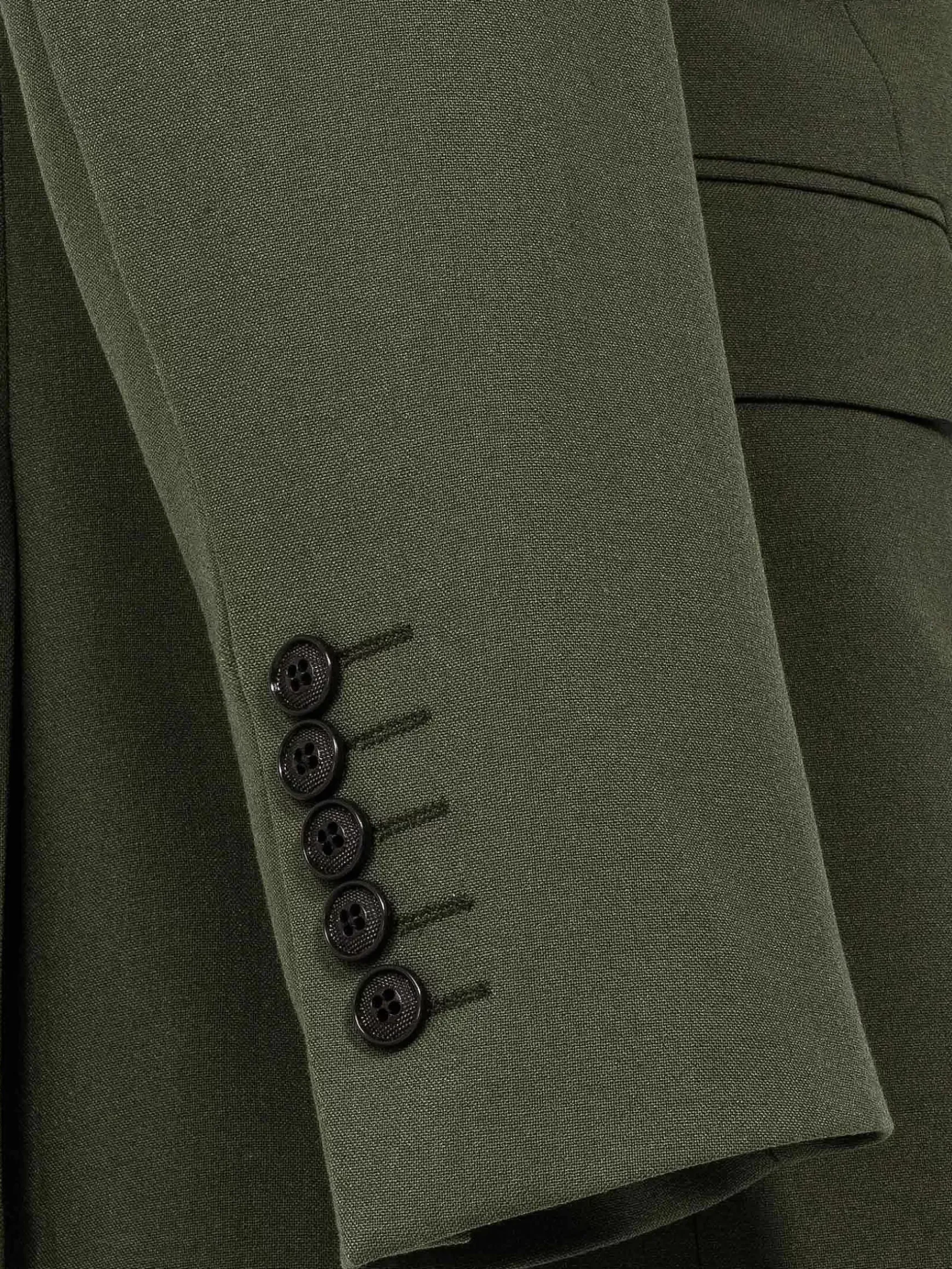 Slim Fit Khaki Textured Colbert