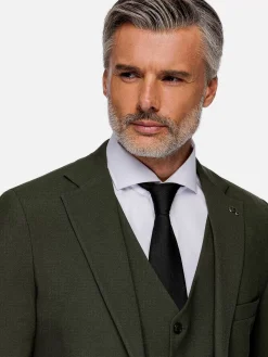 Slim Fit Khaki Textured Colbert