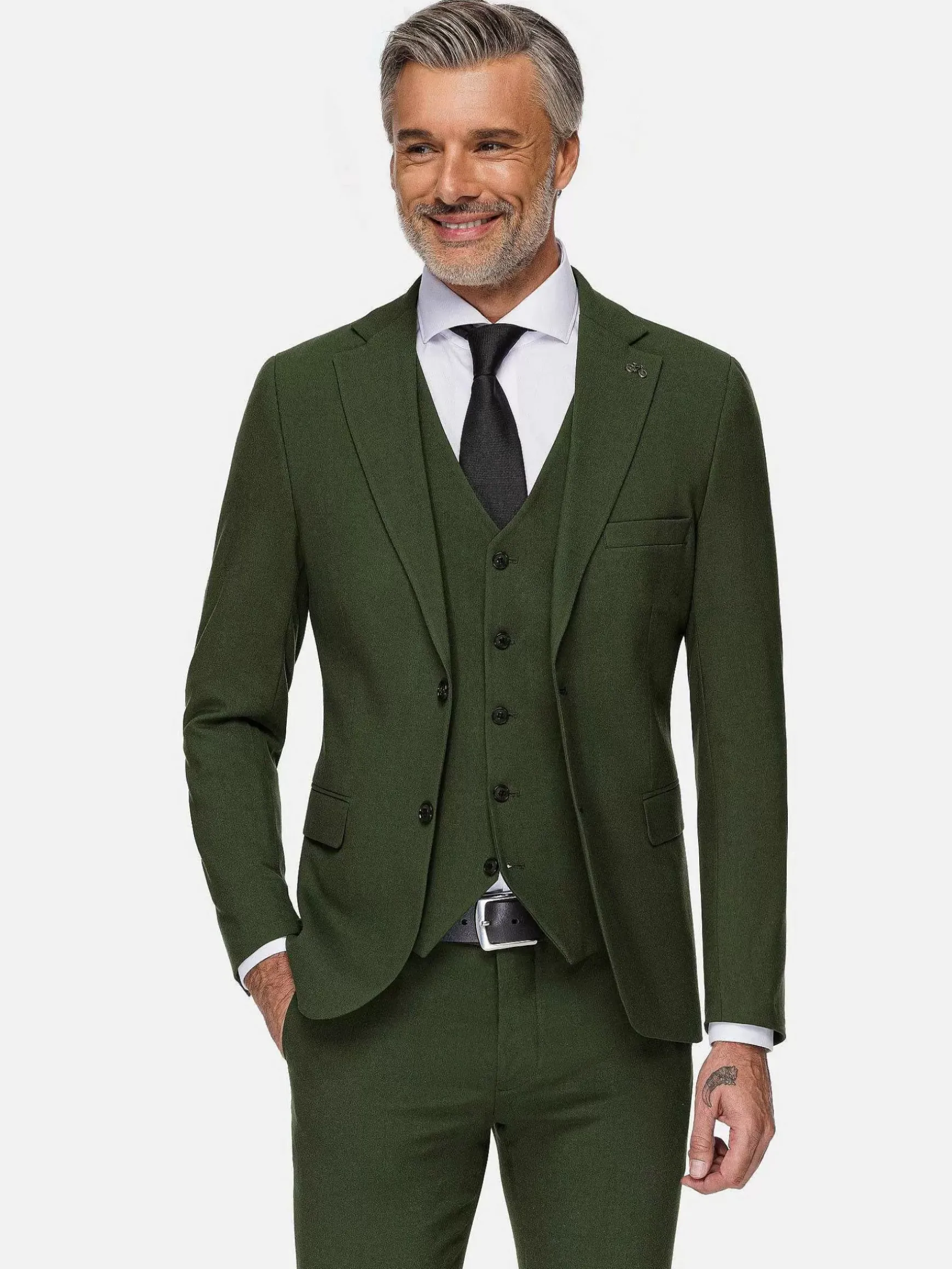 Slim Fit Khaki Textured Colbert