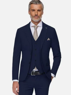 Slim Fit Navy Textured Colbert