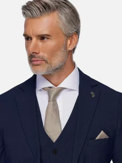 Slim Fit Navy Textured Colbert