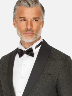 Slim Fit Textured Black Tuxedo Colbert