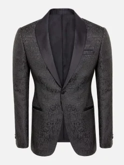 Slim Fit Textured Black Tuxedo Colbert