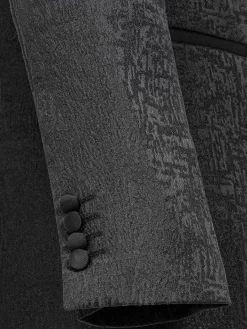 Slim Fit Textured Black Tuxedo Colbert