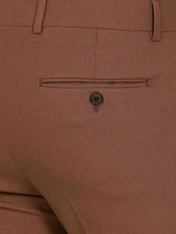 Slim Fit Textured Brown Pantalon