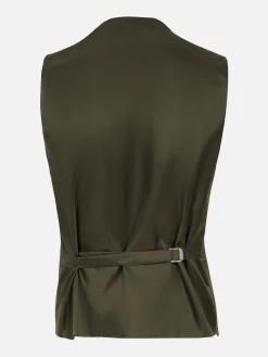 Slim Fit Textured Khaki Gilet