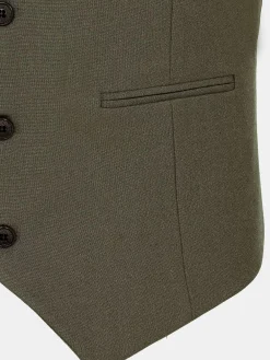 Slim Fit Textured Khaki Gilet