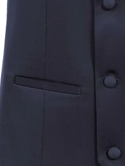 Slim Fit Textured Navy Gilet