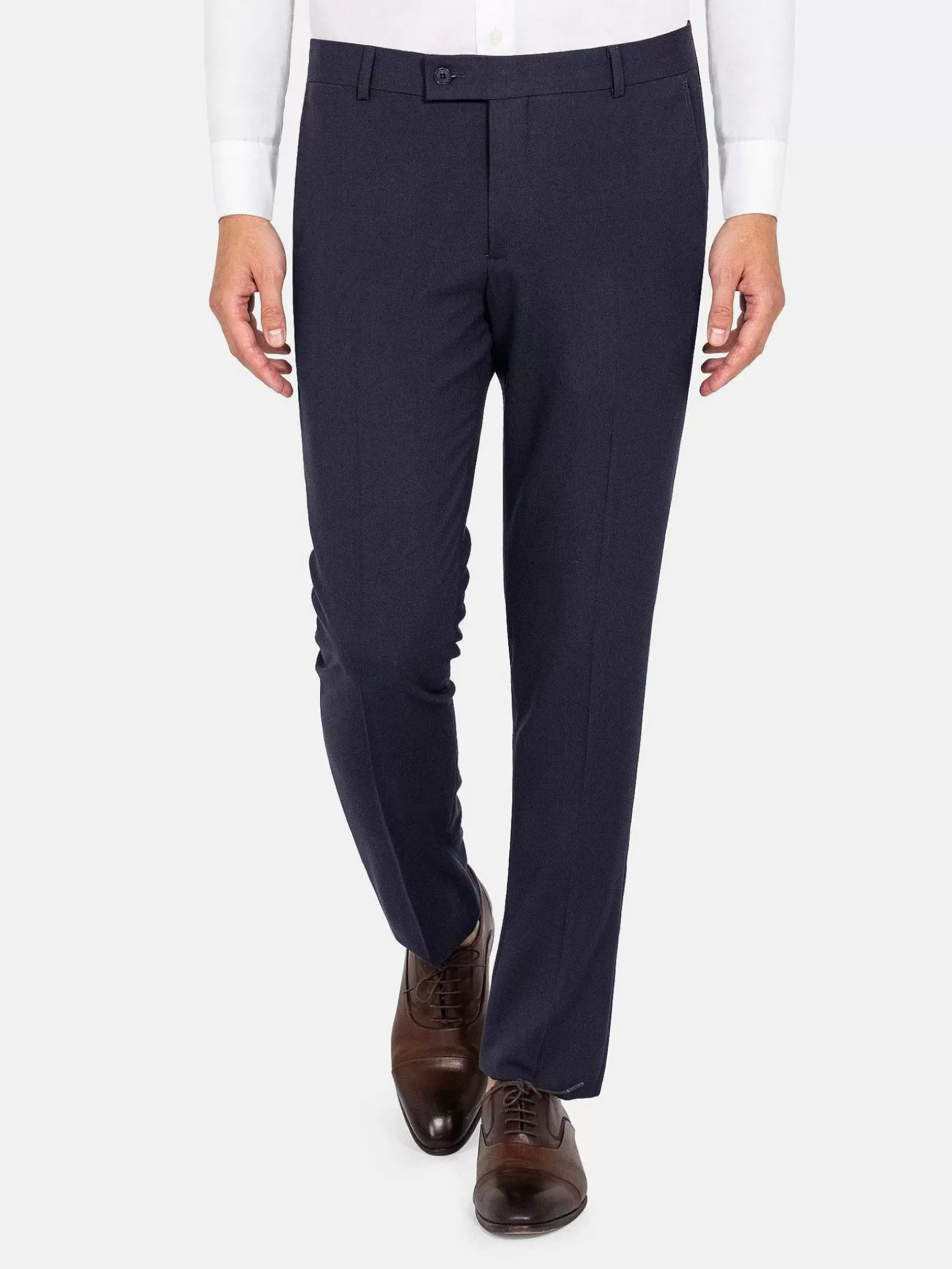 Slim Fit Textured Navy Pantalon