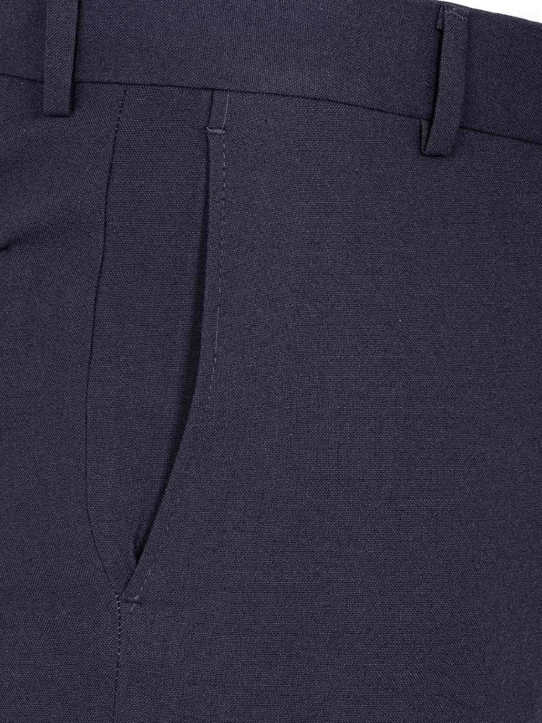 Slim Fit Textured Navy Pantalon