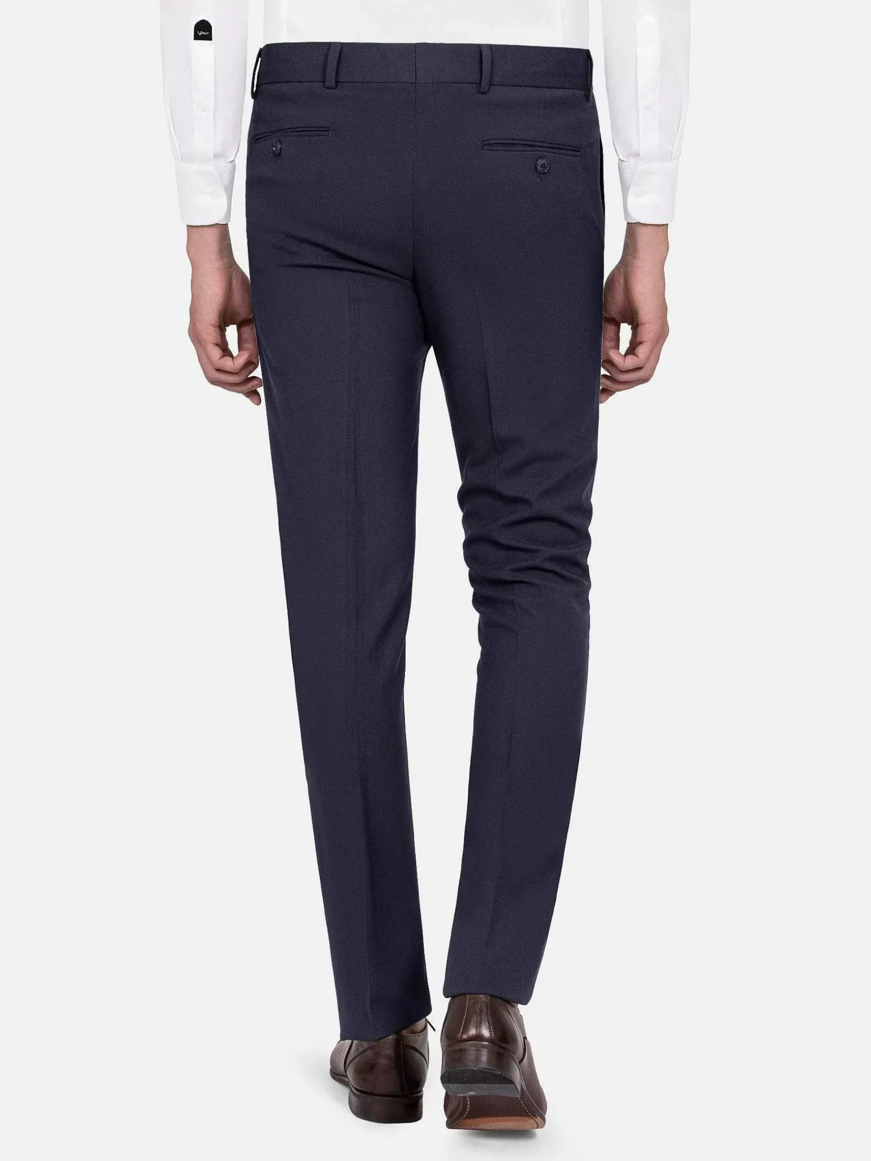 Slim Fit Textured Navy Pantalon