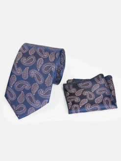 Stropdas 10002 Paisley Navy Pink