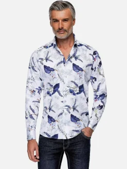 Sullivan White Floral Print Overhemd Lange Mouw