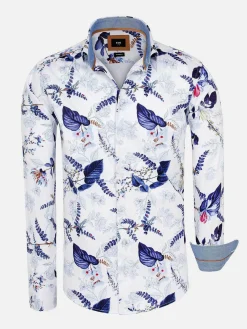 Sullivan White Floral Print Overhemd Lange Mouw