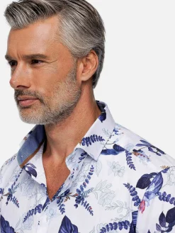 Sullivan White Floral Print Overhemd Lange Mouw