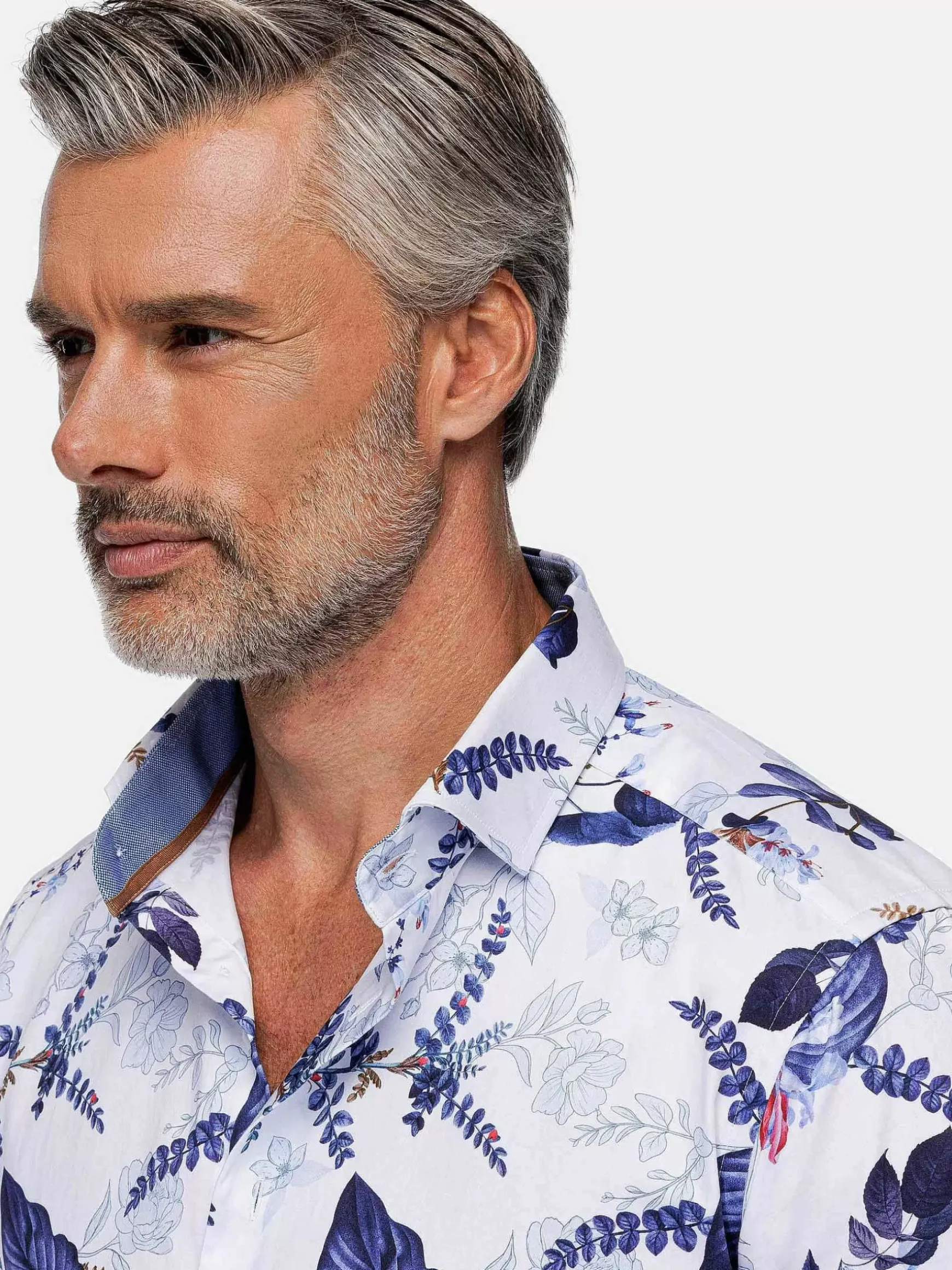 Sullivan White Floral Print Overhemd Lange Mouw