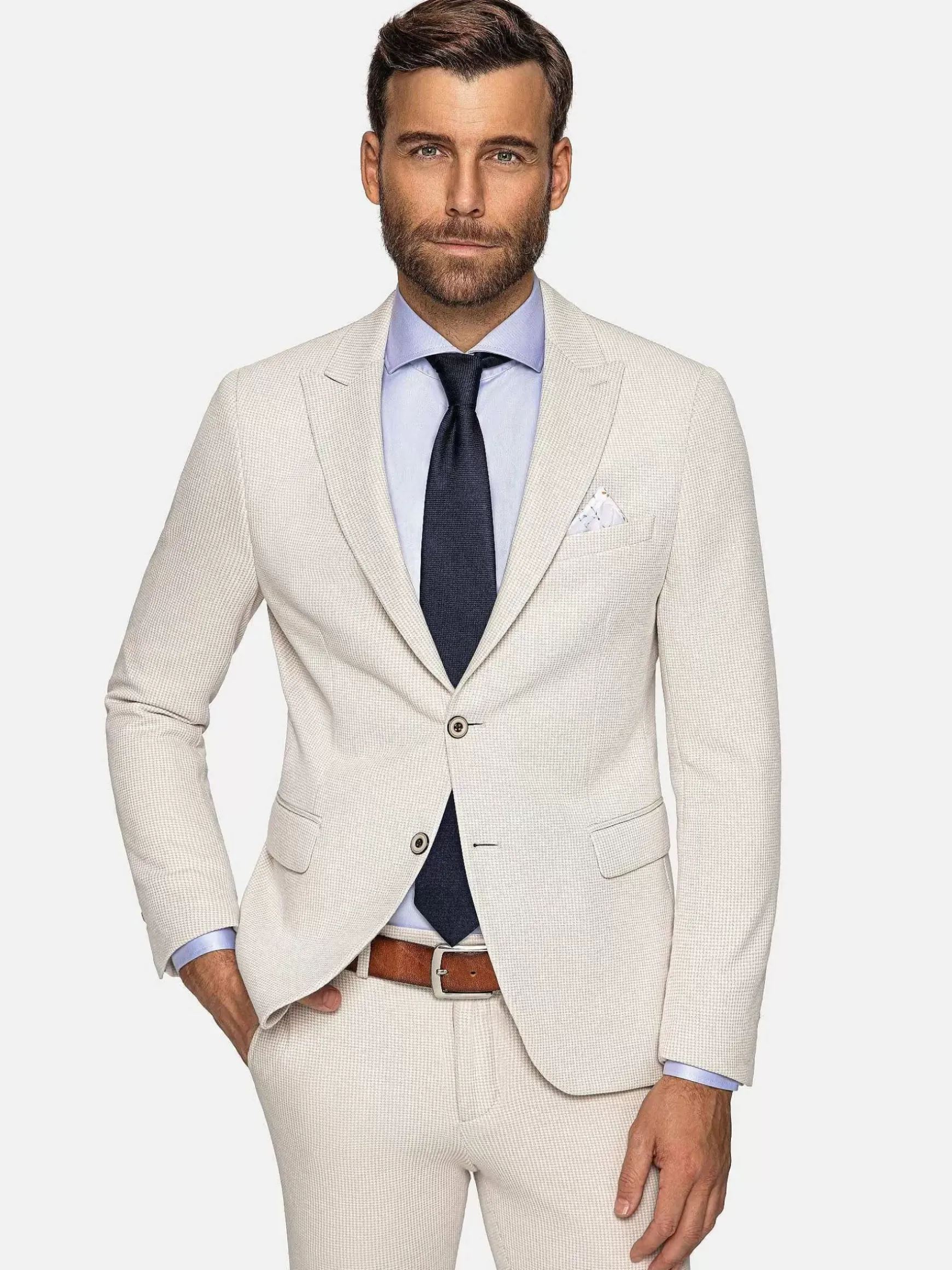 Sur Mer Slim Fit Single Breasted Beige Colbert