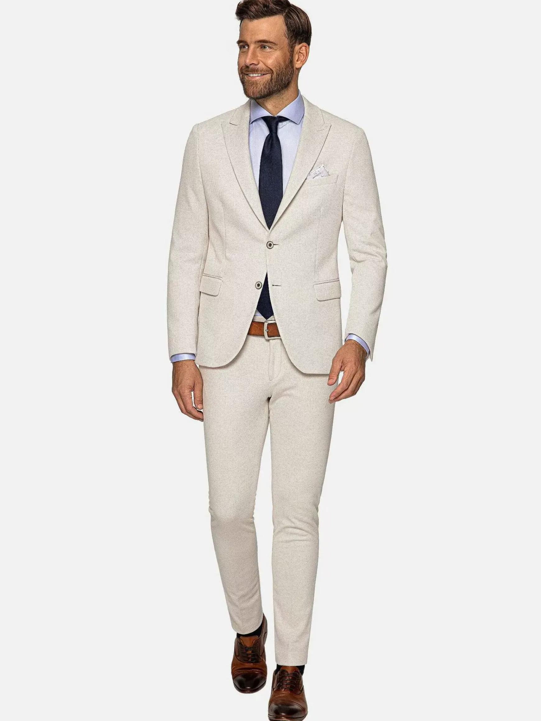 Sur Mer Slim Fit Single Breasted Beige Colbert