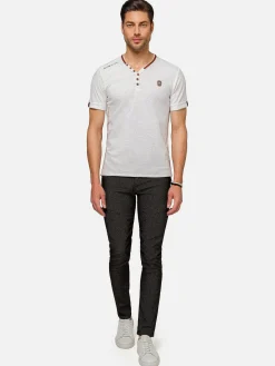 Textured Design Wahar V-Neck White T-Shirt