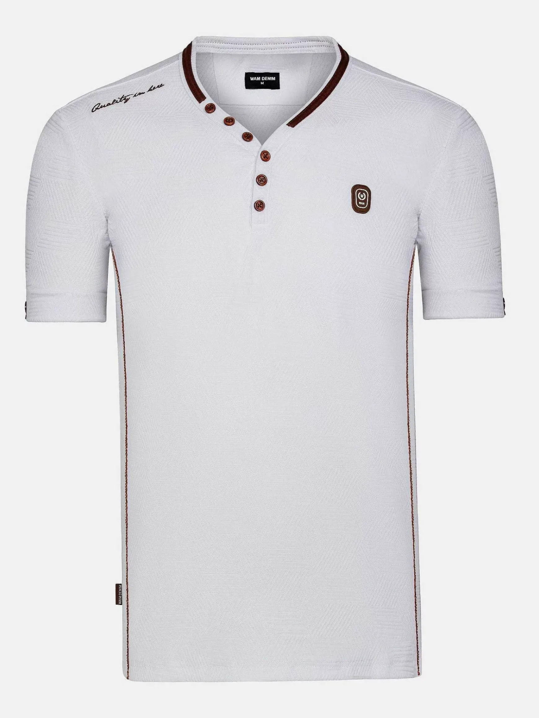 Textured Design Wahar V-Neck White T-Shirt