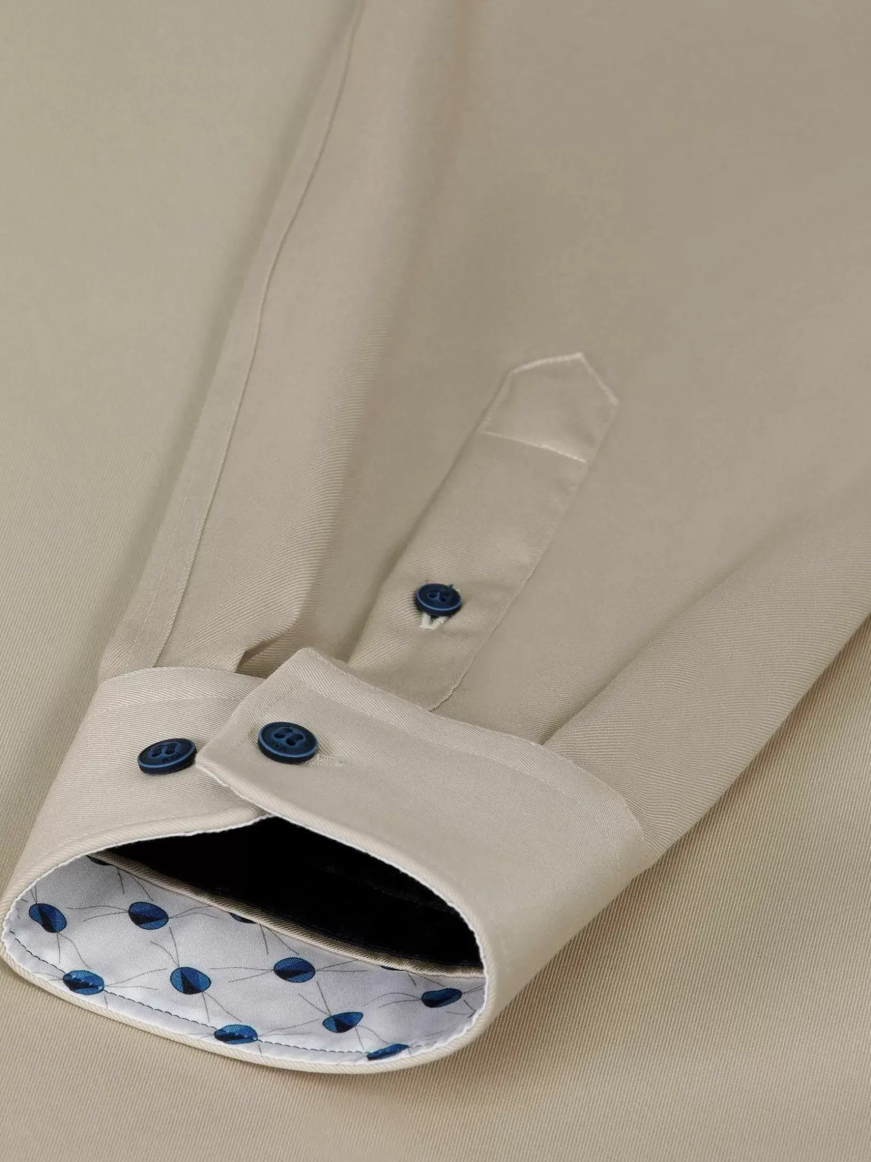 Vercelli Solid Beige Overhemd Longe Mouw