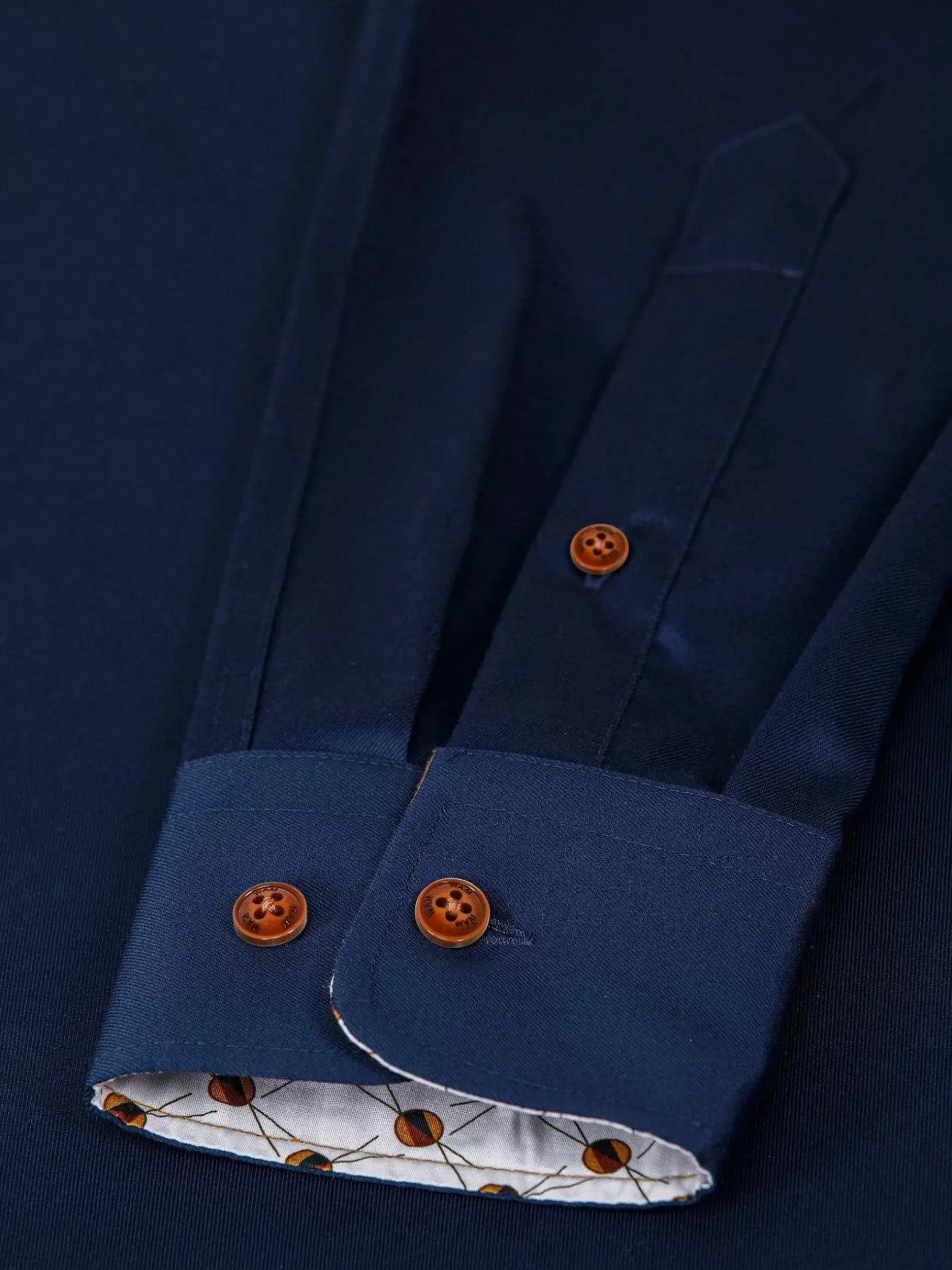 Vercelli Solid Navy Overhemd Lange Mouw